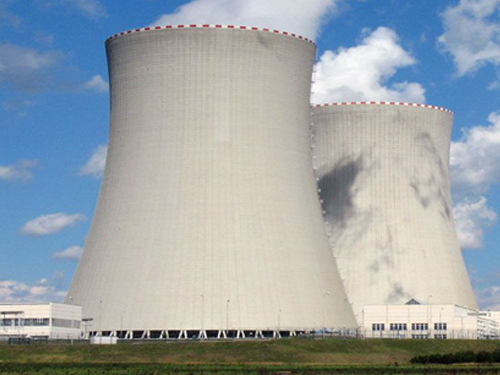 large cooling tower at a factory