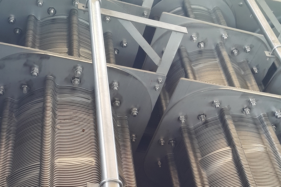 rows of volute dewatering screw press equipment