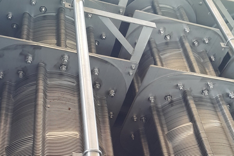rows of volute dewatering screw press equipment