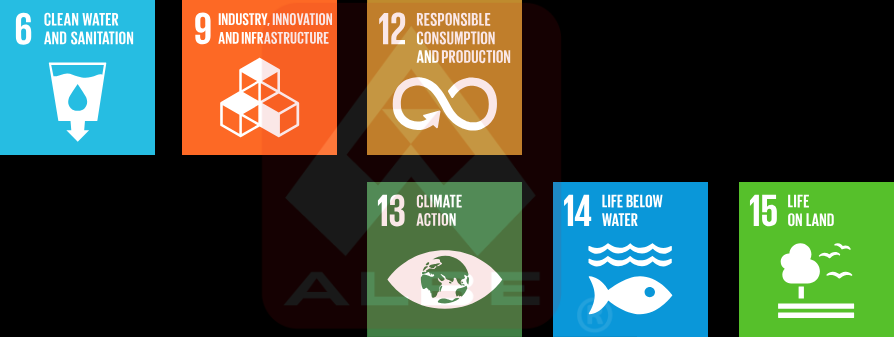 Collage of six Sustainable Development Goal (SDG) icons on colored squares